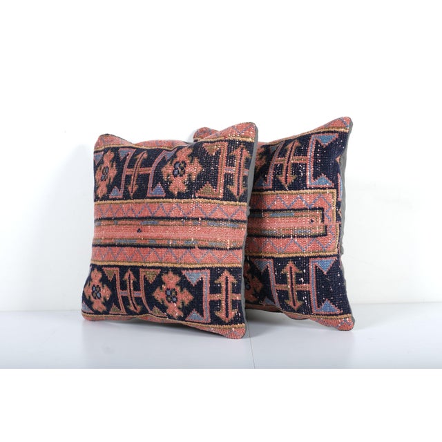 Turkish Oushak Rug Pillow Cover - A Pair Elevate your home decor with these exquisite 20" x 20" pillow covers crafted from...