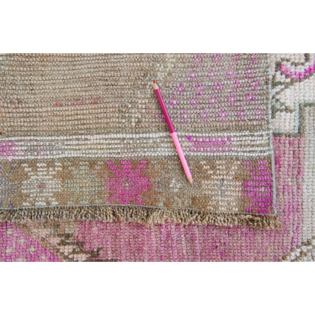 1980s Vintage Kurdish Pastel Medallion Wool Pile Hand-Knotted Runner For Sale - Image 10 of 11