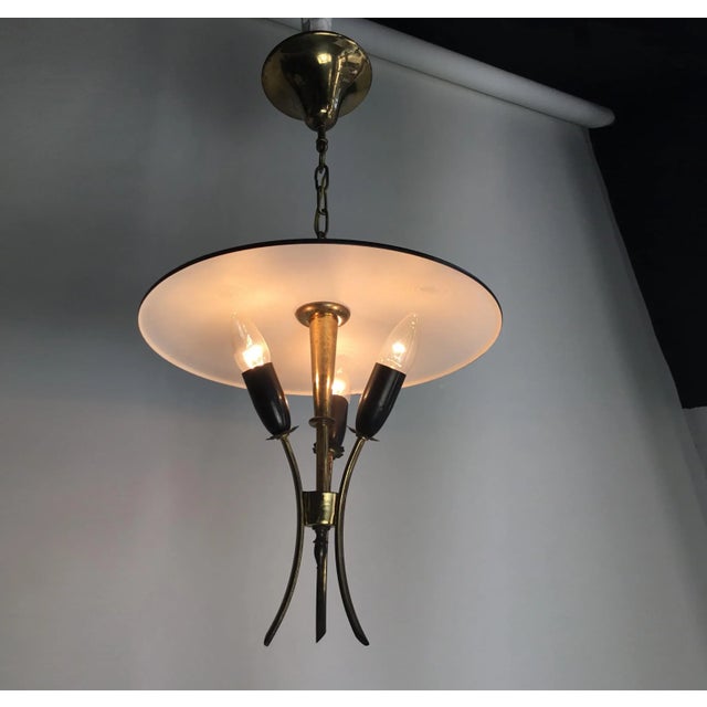 Vintage Italian Lamp in Brass with Black and White Lacquer from Stilnovo, 1950s For Sale - Image 11 of 11