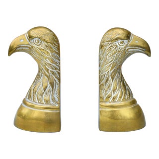 Mid 20th Century Handmade Americana Brass-Art Eagle Bookends- A Pair For Sale