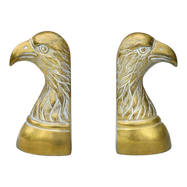 Mid 20th Century Handmade Americana Brass-Art Eagle Bookends- A Pair For Sale