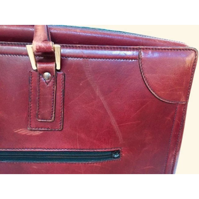 Vintage Leather Suitcase "La Bagagerie Paris" Burgundy Bordeaux Luggage For Sale - Image 4 of 12