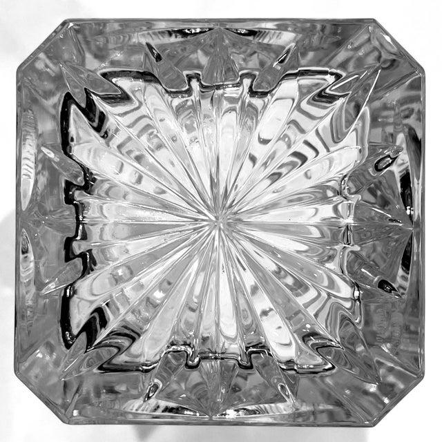 Vintage Square Body Cut Lead Crystal Decanter - Faceted Stopper For Sale - Image 9 of 10