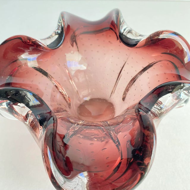 1960s Hollywood Regency 1960s Purple Art Glass Bowl Bullicante Dish Chalet Lorraine For Sale - Image 5 of 10