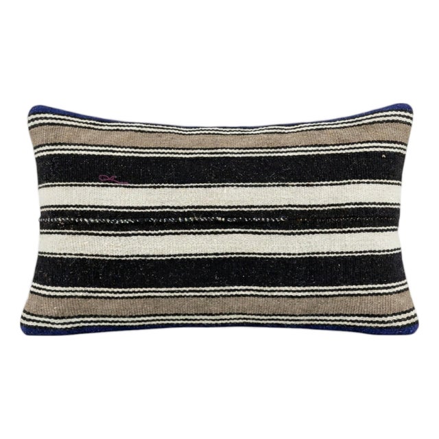 Turkish Oushak Lumbar Kilim Pillow Cover 14'' X 24'' For Sale