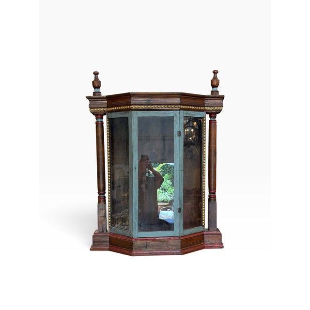 Antique Carved Italian Walnut Santos Reliquary Cabinet For Sale - Image 4 of 4