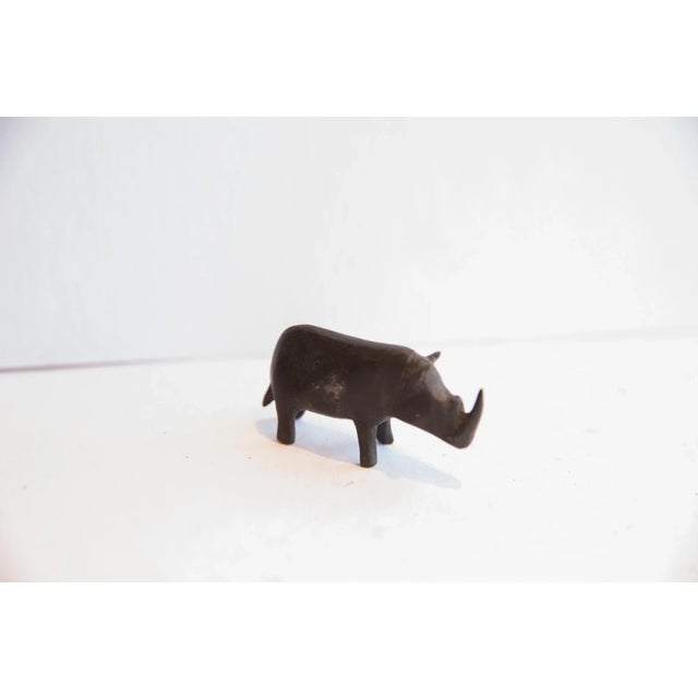1970s Vintage African Dark Patina Rhino Figurine For Sale - Image 5 of 6