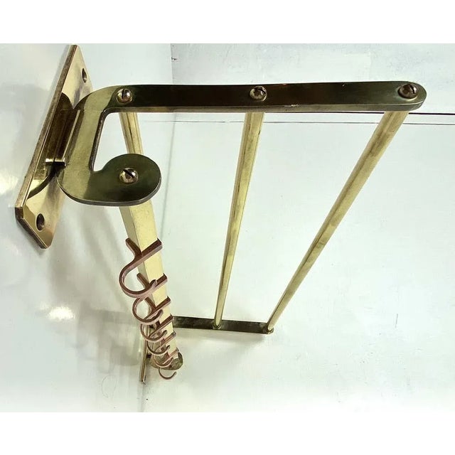 Antique Two Tone Brass Wall Coat Rack, 1930s For Sale - Image 9 of 10