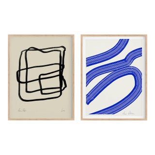 Contemporary Minimalist Abstract Giclee Prints, Framed - a Pair For Sale
