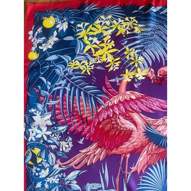 Hermès Silk Scarf “Flamingo Party” 2015 For Sale - Image 9 of 10