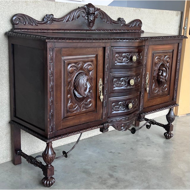 Late 19th Century Renaissance Spanish Buffet with Two Doors, Three Drawers For Sale - Image 17 of 18