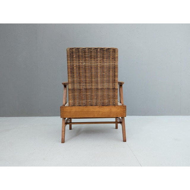 Set of Chair with Ottoman in Beech and Rattan from Úľuv, 1960s For Sale - Image 9 of 18