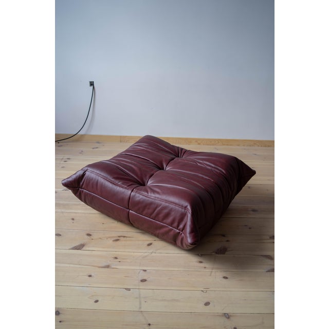 1970s Togo Set in Burgundy Brown Leather, 1970s, Set of 5 For Sale - Image 5 of 15