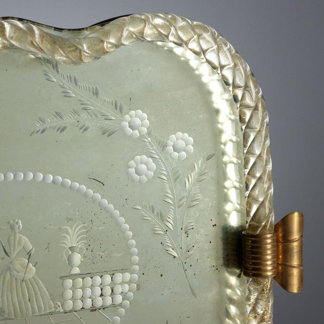 Murano Glass Engraved Mirror Tray For Sale - Image 5 of 10