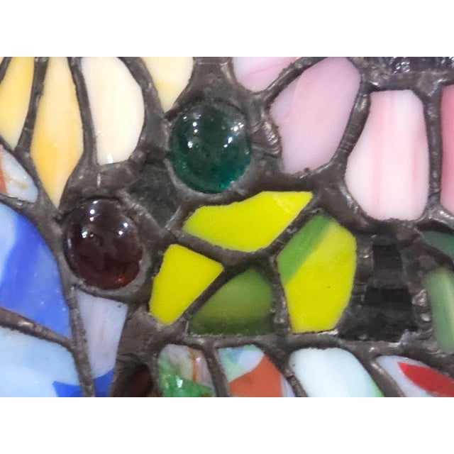 Vintage 1990s Artisan Stained Glass Floral Lampshade by Anne Thomason For Sale In Phoenix - Image 6 of 8