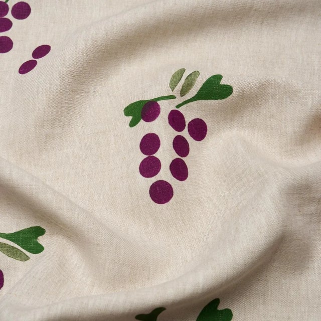 Schumacher SAMPLE - Schumacher X Caroline Z Hurley Grapes Hand Block Print Fabric In Purple On Natural For Sale - Image 4 of 7