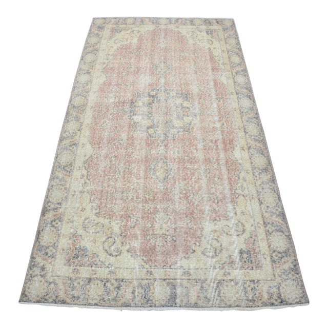 1960s Distressed Turkish Handmade Pale Rug For Sale