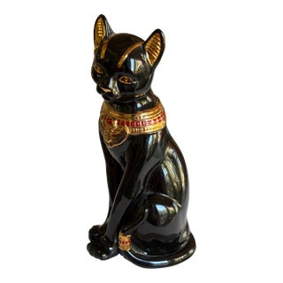 Classic Cat Collection Bastet the Egyptian Figurine 24 Carat Gold and Red Enamel Jewels 1995 Lenox. 5.25inches or 13.3cm). For Sale