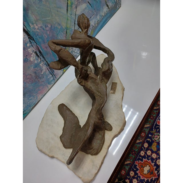 "Quarry" Vintage Abstract Metal Sculpture on Marble Base For Sale - Image 4 of 5