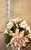 Charming vintage shellwork arrangement featuring dimensional flowers fashioned from natural seashells in soft peach,...