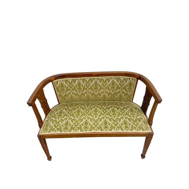 Antique Edwardian Satinwood Inlaid Parlour Salon Sofa, Early 20th Century For Sale - Image 3 of 14