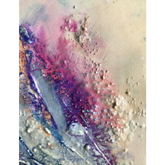 Patricia Zippin" Rainbow Rays" 1980s Mixed Media Abstract Painting