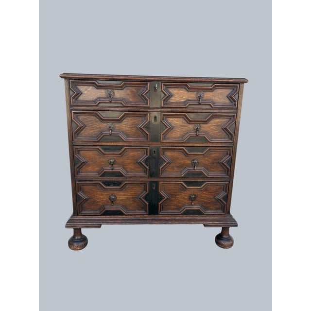 An English Jacobean style Chest of 4 Drawers of the finest quality. Faithfully based on a 17th century chest. Oak...