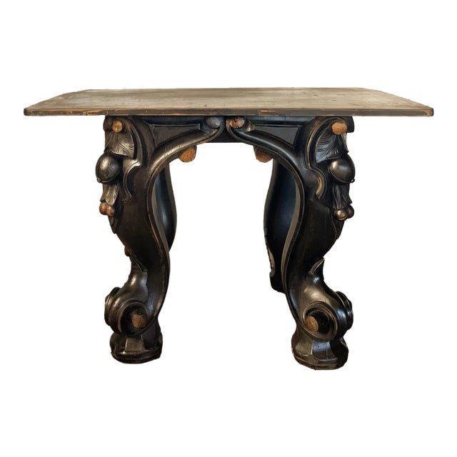 Unique vintage custom made side table with hand carved legs.
