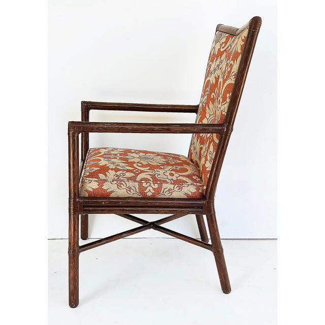Late 20th Century Barbara Barry McGuire Rattan Rawhide Dining Room Chairs, New Upholstery- Set of 8 For Sale - Image 9 of 12