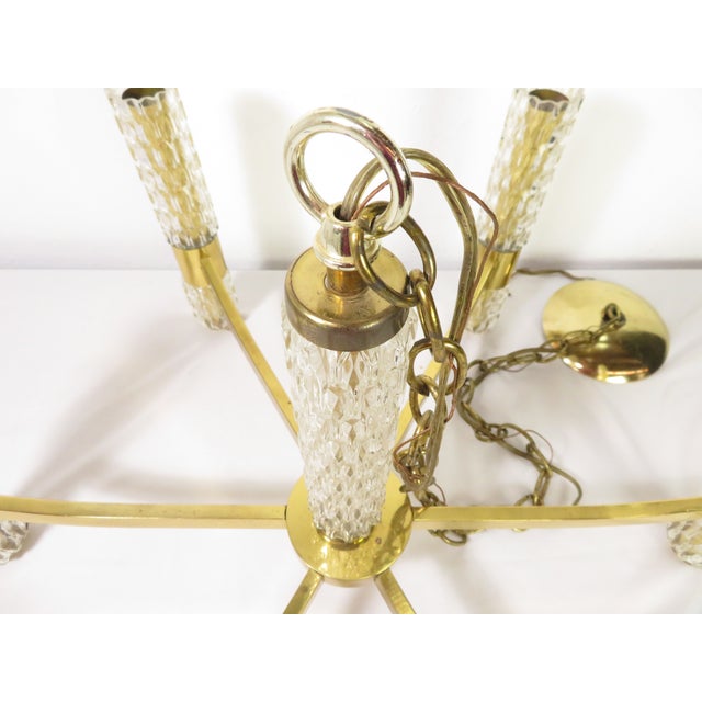 Mid Century Brass & Glass Chandelier ~ Hanging Lamp ~ Sciolari Murano Style For Sale - Image 15 of 18