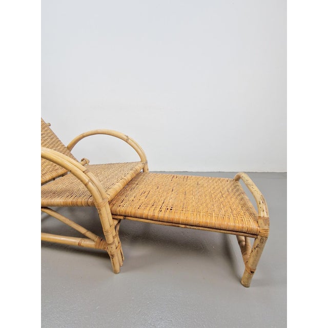 Vintage Extendable Deck Chair in Rattan, 1960 For Sale - Image 13 of 18