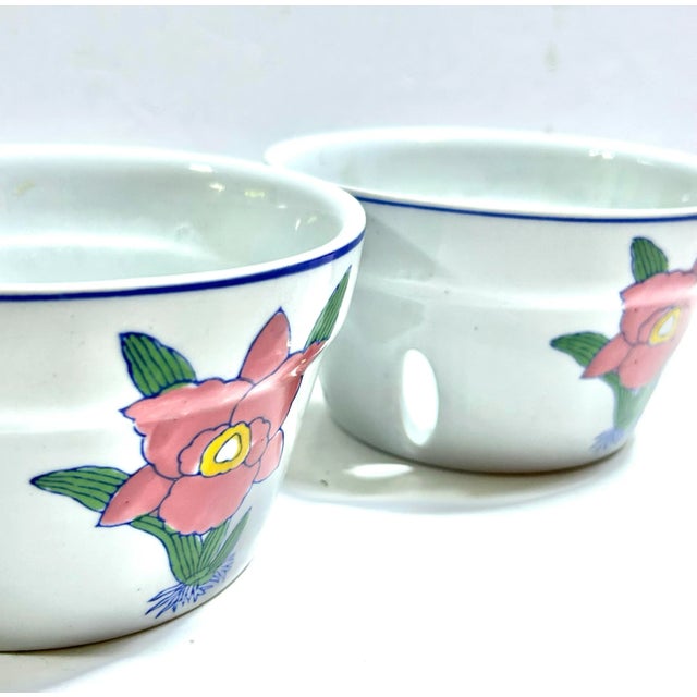 Pair of 1980s Porcelain Ventilated Orchid Cachepots With Floral Motif For Sale - Image 4 of 12