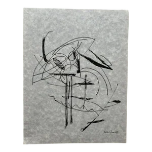 Abstract Drawing on Parchment by Erik Sulander, on Paper, Signed.