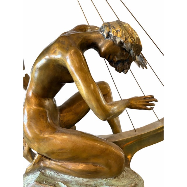 1990s 1990s Misha Frid “Harp Player” Bronze Sculpture For Sale - Image 5 of 5