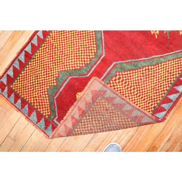 Red Early 20th Century Turkish Anatolian Runner - 3' x 10'11" For Sale - Image 8 of 18