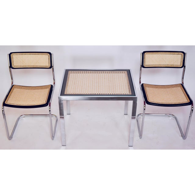 Chrome Mid Century Modern Chrome and Cane Occasional Table in the Style of Milo Baughman For Sale - Image 8 of 12