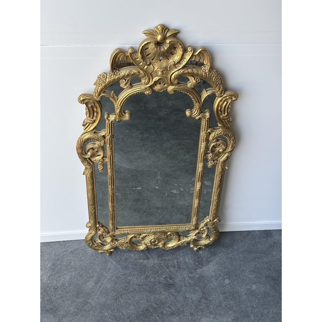 Baroque Large Regency Style Mirror with Carved and Gilded Wooden Side Panels, 1950s For Sale - Image 3 of 12