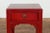 Wood Vintage Chinese Red Lacquer Side Table with Single Drawer & Carved Spandrels For Sale - Image 7 of 13