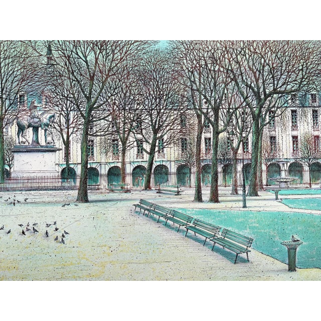 Signed Rolf Rafflewski Lithograph of Place Des Vosges in Paris For Sale - Image 4 of 5