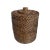 Vintage Tea Stain Rattan Basket With Lid For Sale