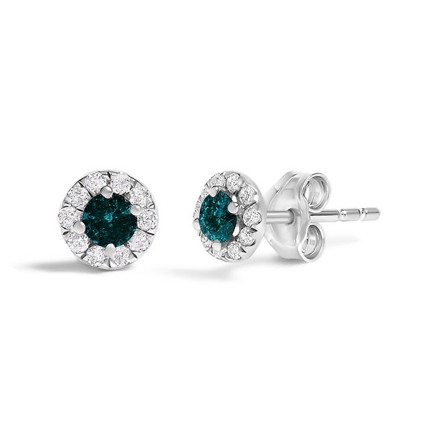 Imbued with a celestial allure, these rhodium-plated .925 sterling silver stud earrings are a testament to refined...