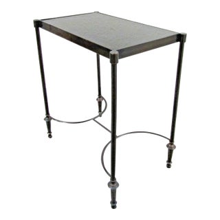 Vintage Rectangular Bronze and Black Granite Top 18" Tall Drink Table For Sale