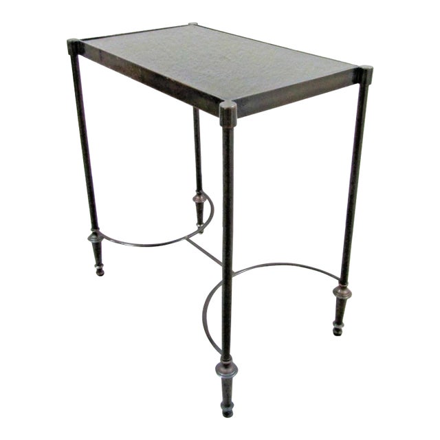 Vintage Rectangular Bronze and Black Granite Top 18" Tall Drink Table For Sale