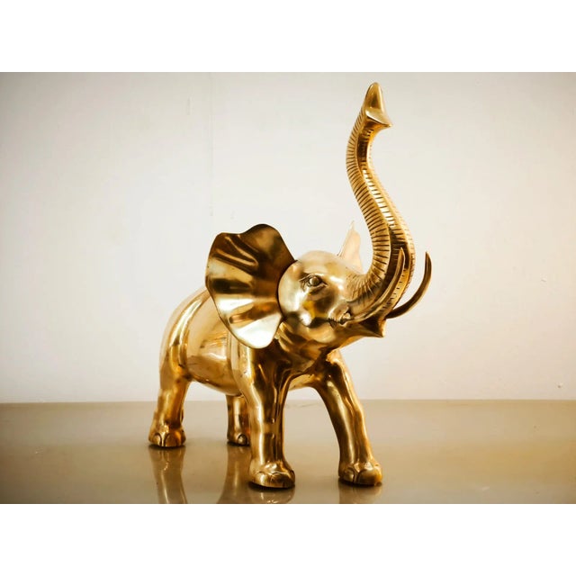 Mid-Century Modern Vintage Gold Brass Elephant For Sale - Image 3 of 10