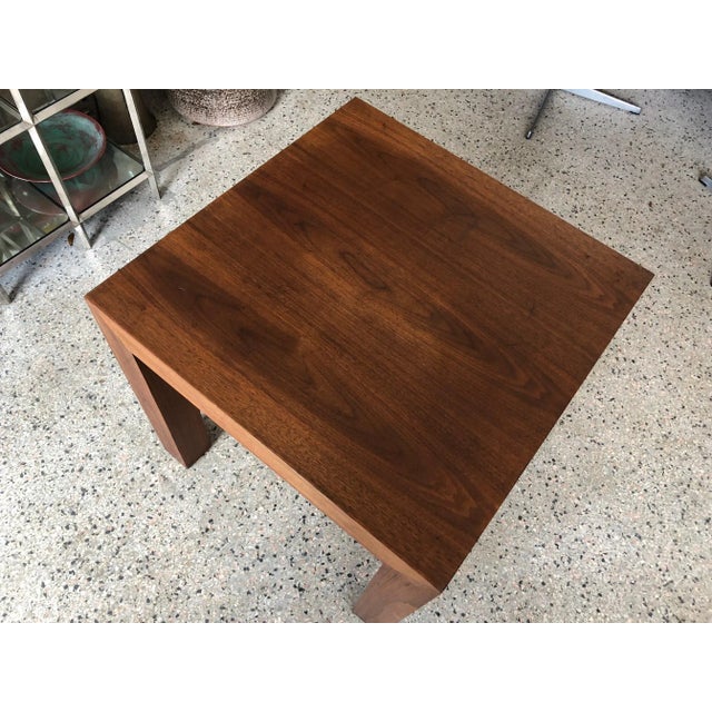 Modern 1970s Modern Vladimir Kagan Walnut Parsons Side Table For Sale - Image 3 of 11
