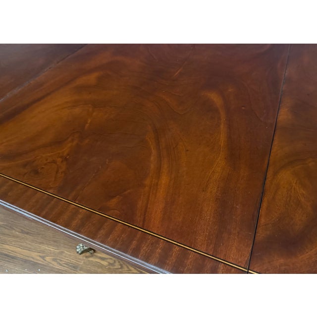 Wood Traditional Mahogany Drop Leaf Breakfast/Dining/Game/Occasional Table by Leighton Hall - Showroom Sample For Sale - Image 7 of 15