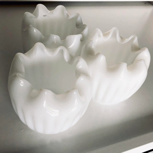 1950s Mid-Century Opalescent Milk Glass Vases- Set of 3 For Sale - Image 5 of 6