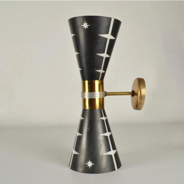 Hourglass Wall Lights in Black and White Glass, 1950s, Set of 2 For Sale - Image 6 of 13
