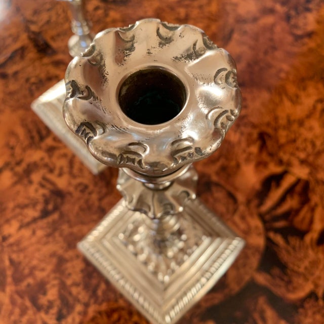 Pair of Antique Georgian Brass Candlesticks For Sale - Image 9 of 10