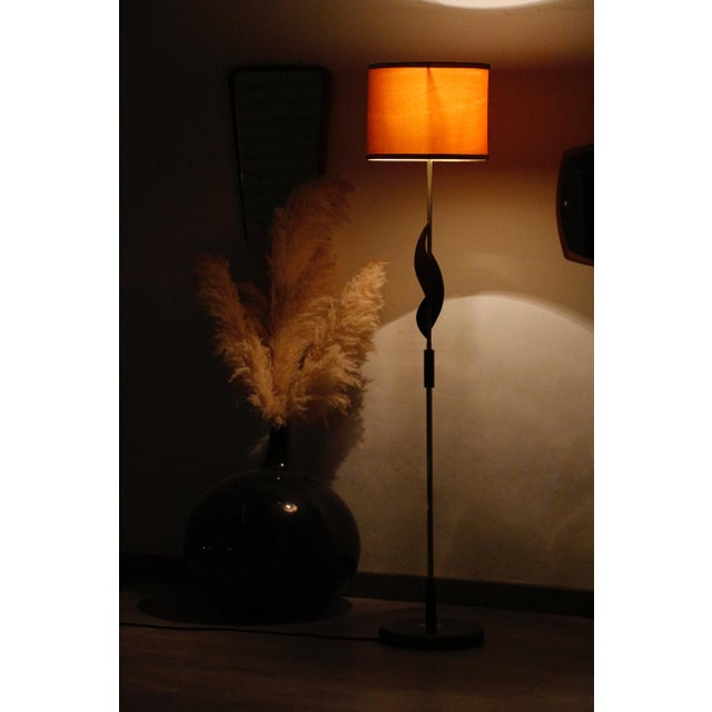 1960s Vintage Scandinavian Teak, Bakelite and Brass Floor Lamp, 1960s For Sale - Image 5 of 16